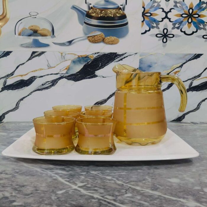 Golden Curve Short Glass Set with Pitcher